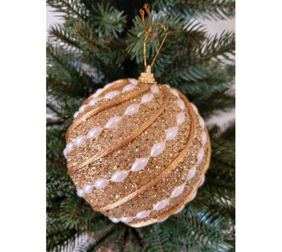 Новорічні кулі золоті Ø100мм, ціна за набір 2 шт (SH198)